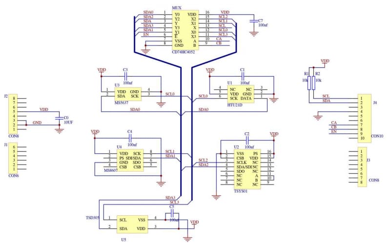 Schematic - TE Connectivity / Measurement Specialties MEAS Weather Shield Development Kit Schematic - TE Connectivity / Measurement Specialties MEAS Weather Shield Development Kit